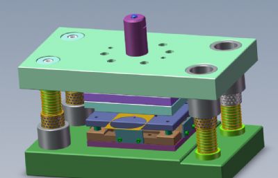 上下四导柱复合冲裁模具solidworks模型