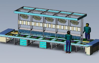 循环式倍速链电梯LIOP生产线solidworks模型