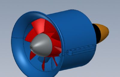 双段90mm函道风扇螺旋桨solidworks模型