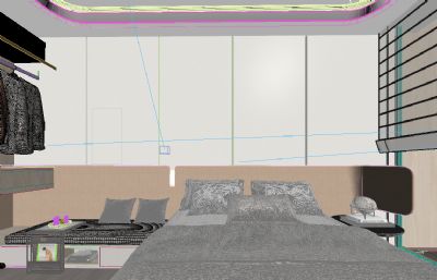 现代轻奢风格卧室主卧3dmax模型