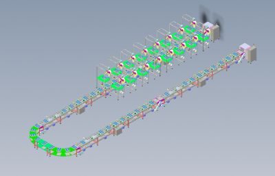 产品组装倍速链流水线+生产工人solidworks模型