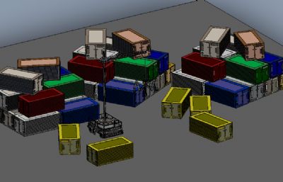 港口集装箱+超大型起重吊车solidworks模型