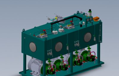 HPU 5000L 75KW×4电机泵组solidworks模型