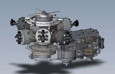 两轴传动星形发动机solidworks模型