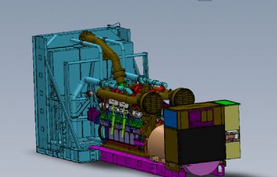 大型柴油发电机solidworks模型