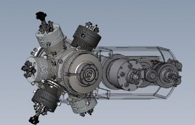 两轴传动星形发动机solidworks模型