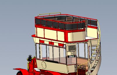 老式双层巴士solidworks模型