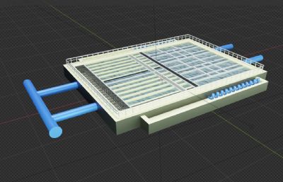 水厂沉淀池,污水处理工艺blender模型