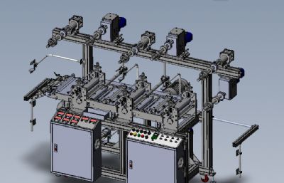 三座模切机,贴合机solidworks模型