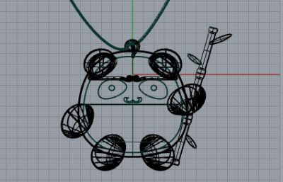 卡通熊猫cos孙悟空挂坠项链rhino模型