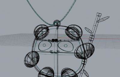 卡通熊猫cos孙悟空挂坠项链rhino模型
