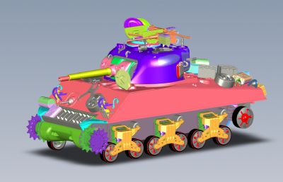 M4A3坦克 装甲车stp模型