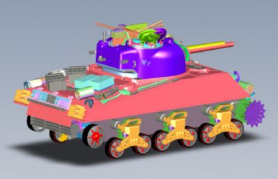 M4A3坦克 装甲车stp模型