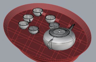 东南亚风格茶具rhino模型