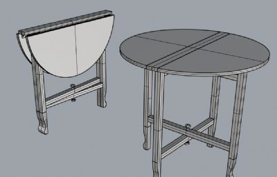 圆形折叠桌,餐桌rhino模型