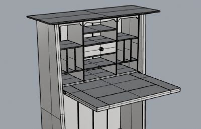 创意书柜书桌rhino模型