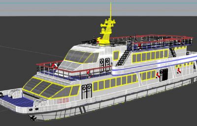 中型江河游轮rhino模型