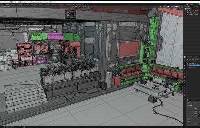 科幻太空站公寓场景blender模型