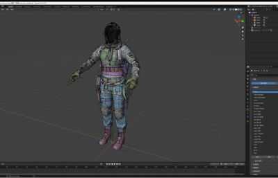 次世代女兵 游戏人物blender模型