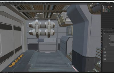 科幻空间站内部场景blender模型