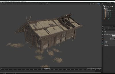 中世纪小木屋blender模型