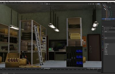 军械库,武器库blender模型