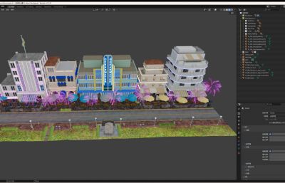 国外城市街道,商业街blender模型