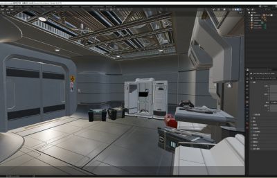 科幻空间站内部场景blender模型