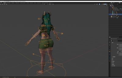 次世代短裙女孩blender模型