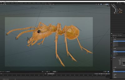 有绑定的黄蚂蚁blender模型