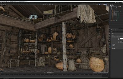 中世纪小木屋blender模型