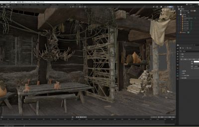 中世纪小木屋blender模型