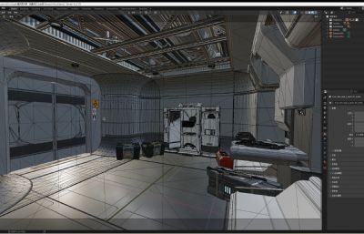 科幻空间站内部场景blender模型
