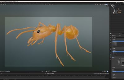 有绑定的黄蚂蚁blender模型