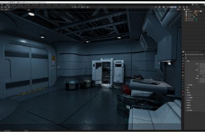 科幻空间站内部场景blender模型