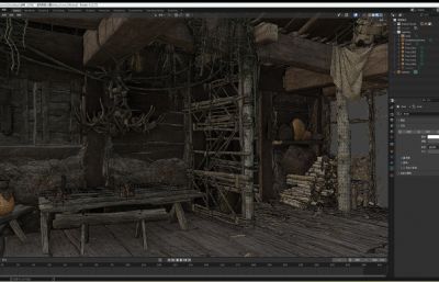 中世纪小木屋blender模型