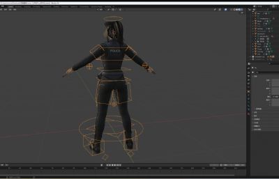 女警官,女警察blender模型