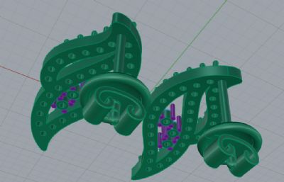 叶片钻石耳钉rhino模型