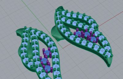 叶片钻石耳钉rhino模型