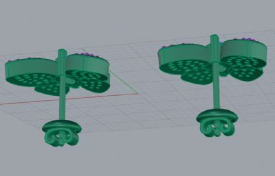 钻石蝴蝶形状耳钉rhino模型