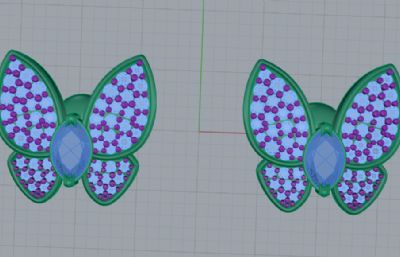 钻石蝴蝶形状耳钉rhino模型