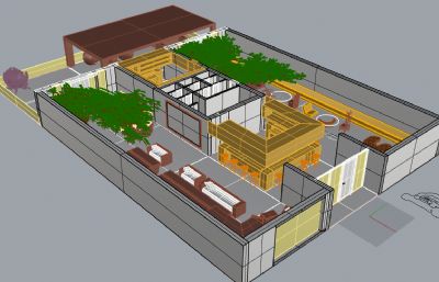 咖啡店鸟瞰设计rhino模型