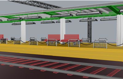 火车站站台,月台整体rhino模型