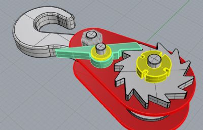 带齿轮刹车的挂钩rhino模型