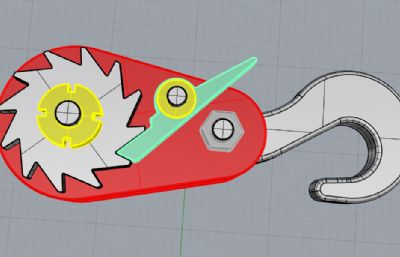 带齿轮刹车的挂钩rhino模型