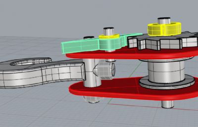 带齿轮刹车的挂钩rhino模型