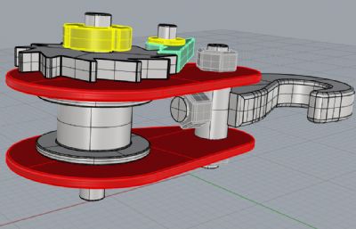 带齿轮刹车的挂钩rhino模型