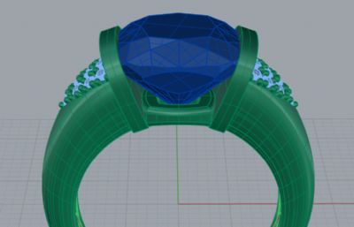 蓝宝石钻戒rhino模型