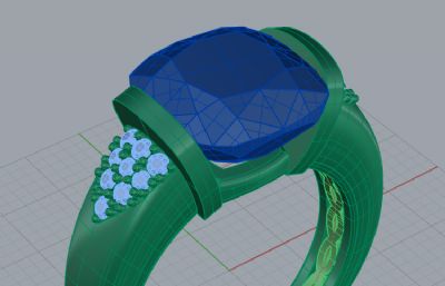 蓝宝石钻戒rhino模型