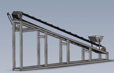 斜坡带式输送机,上料机solidworks模型